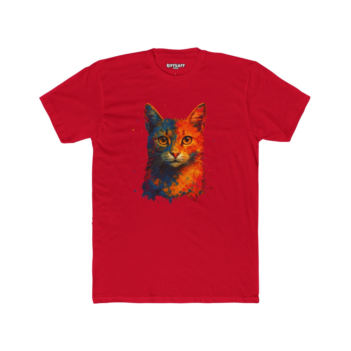 Vibrant Cat Art Unisex Cotton Crew Tee - Riff Raff Wear
