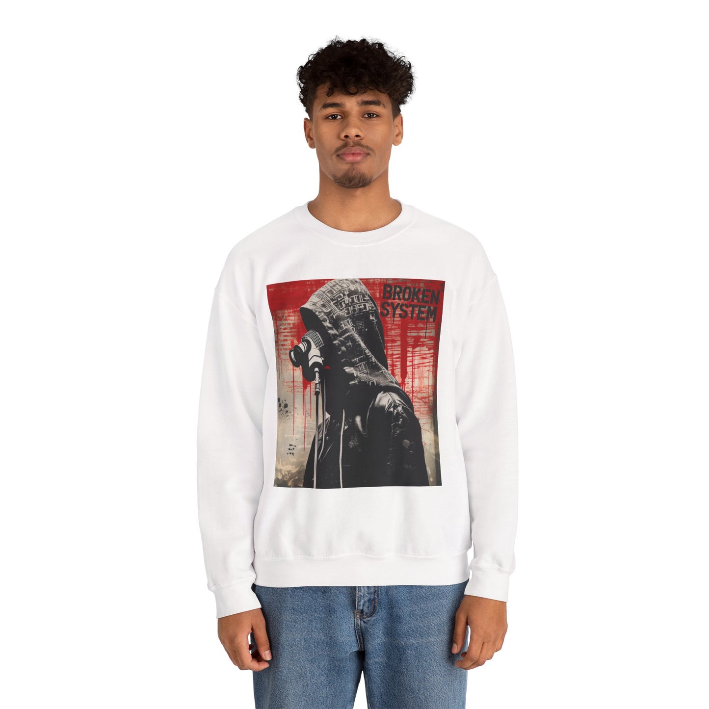 Unisex Heavy Blend™ Crewneck Sweatshirt - 'Broken System' Graphic Design - Riff Raff Wear