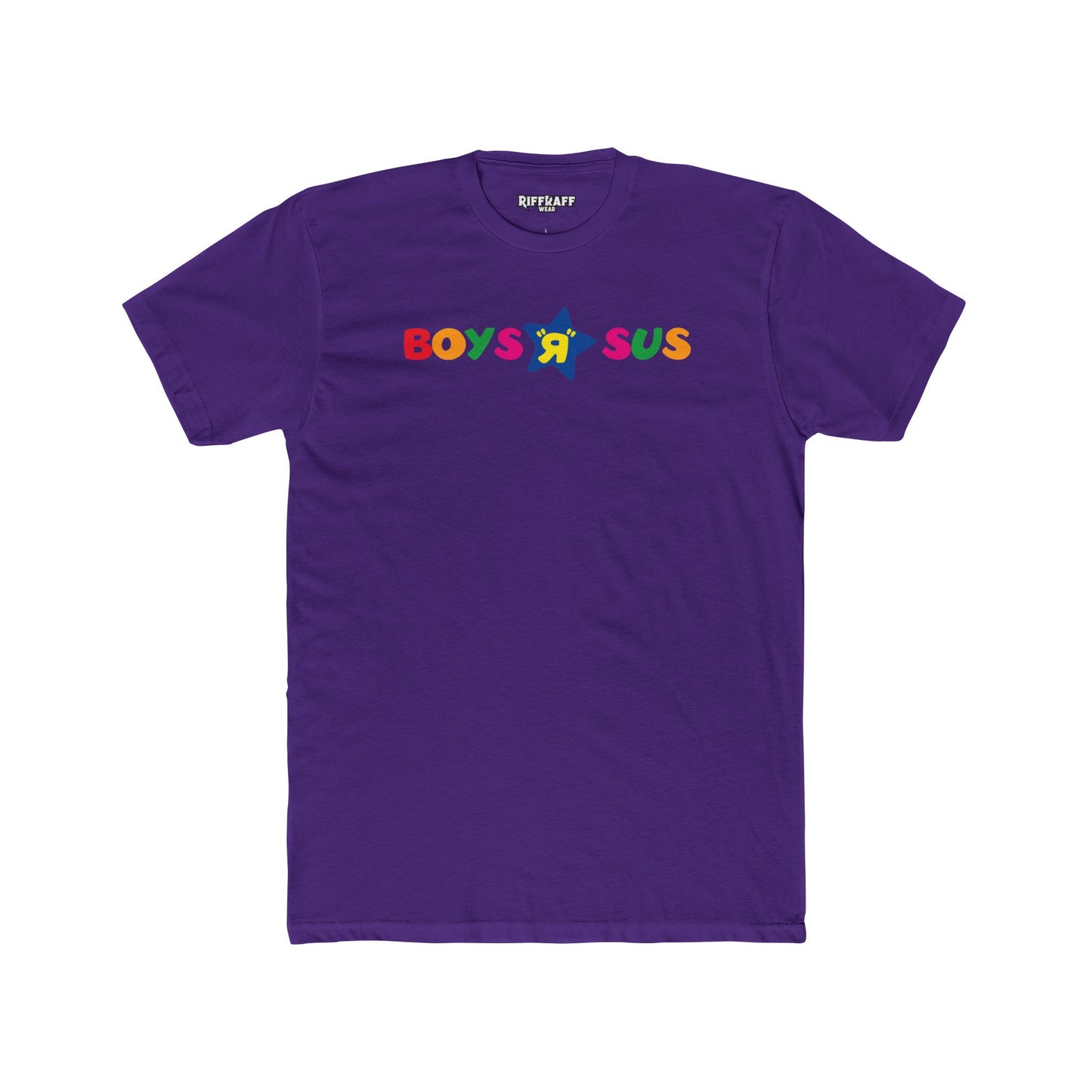 Colorful 'Boys R Sus' Unisex Cotton Crew Tee - Parody Logo Series - Riff Raff Wear