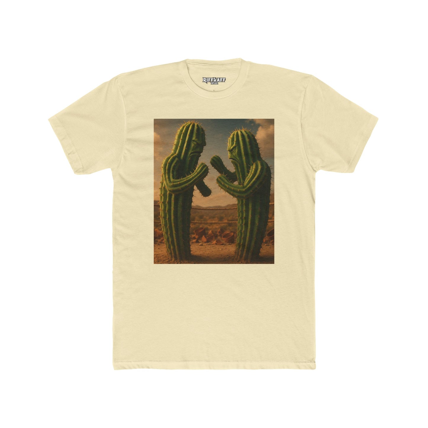 Funny Cactus Fight Club Crew Tee - Unique Unisex Cotton T-Shirt - Riff Raff Wear