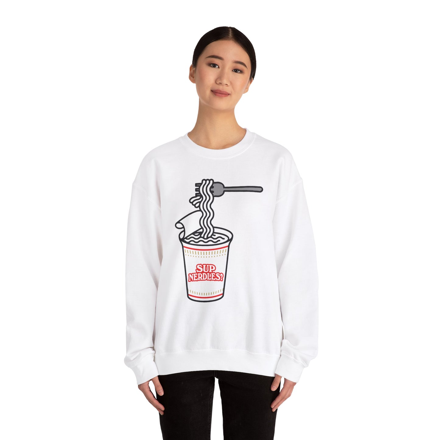Parody Logo Series - Sup Nerdles? Instant Noodles Sweatshirt - Unisex Heavy Blend™ Crewneck - Riff Raff Wear