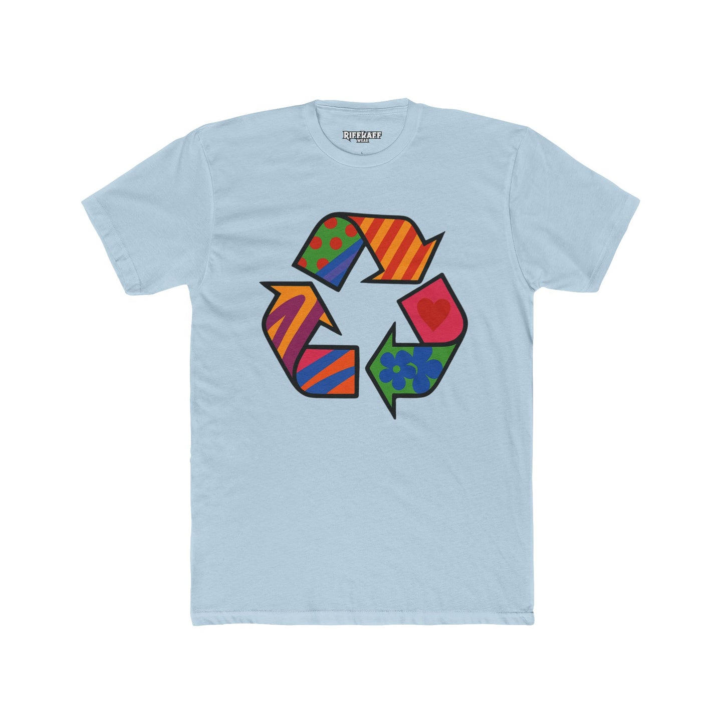 Colorful Recycle Symbol Unisex Cotton Crew Tee - Eco-Friendly Fashion - Riff Raff Wear
