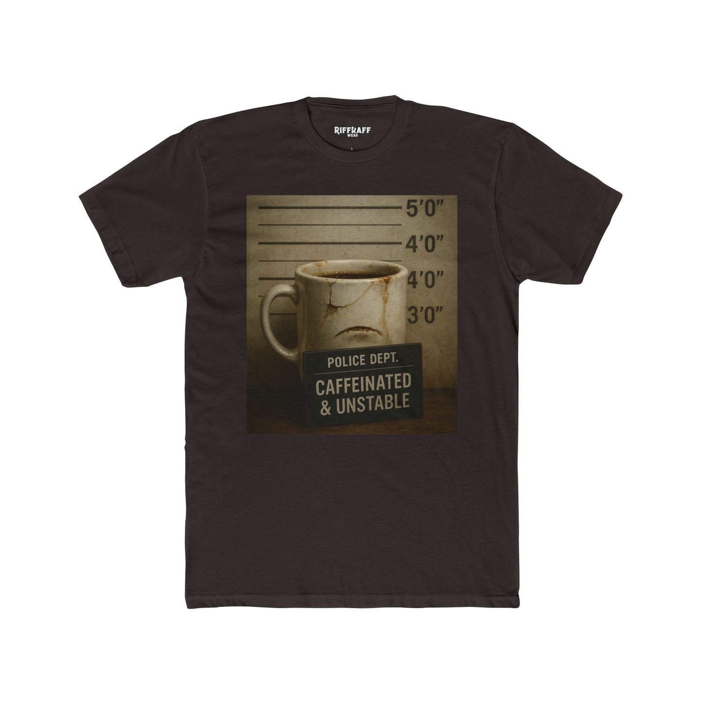 Caffeinated & Unstable Unisex Cotton Crew Tee - Perfect Gift for Coffee Lovers - Riff Raff Wear