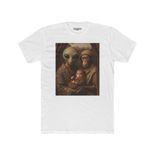 Early Earth Alien Family Portrait Unisex Cotton Crew Tee - Riff Raff Wear