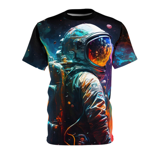 Streetwear - Cosmic Adventure Unisex Cut & Sew Tee - Colorful Astronaut Design - Riff Raff Wear
