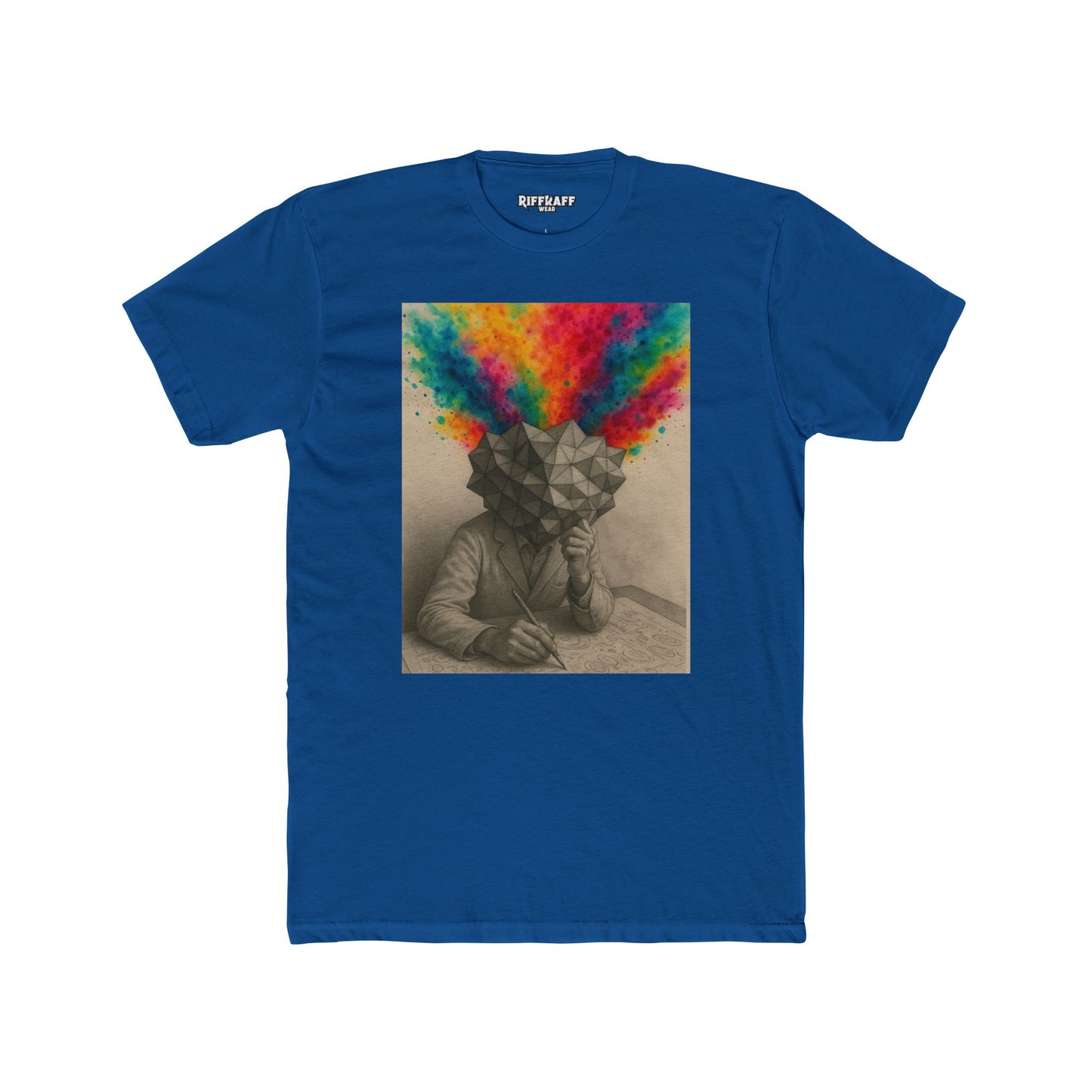Creative Mind Unisex Cotton Crew Tee - Colorful Brain Design T-Shirt - Riff Raff Wear