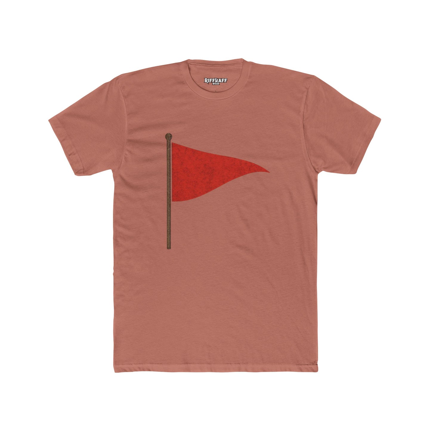 Unisex Cotton Crew Tee with Red Flag Design - Casual Wear for Trendsetters - Riff Raff Wear