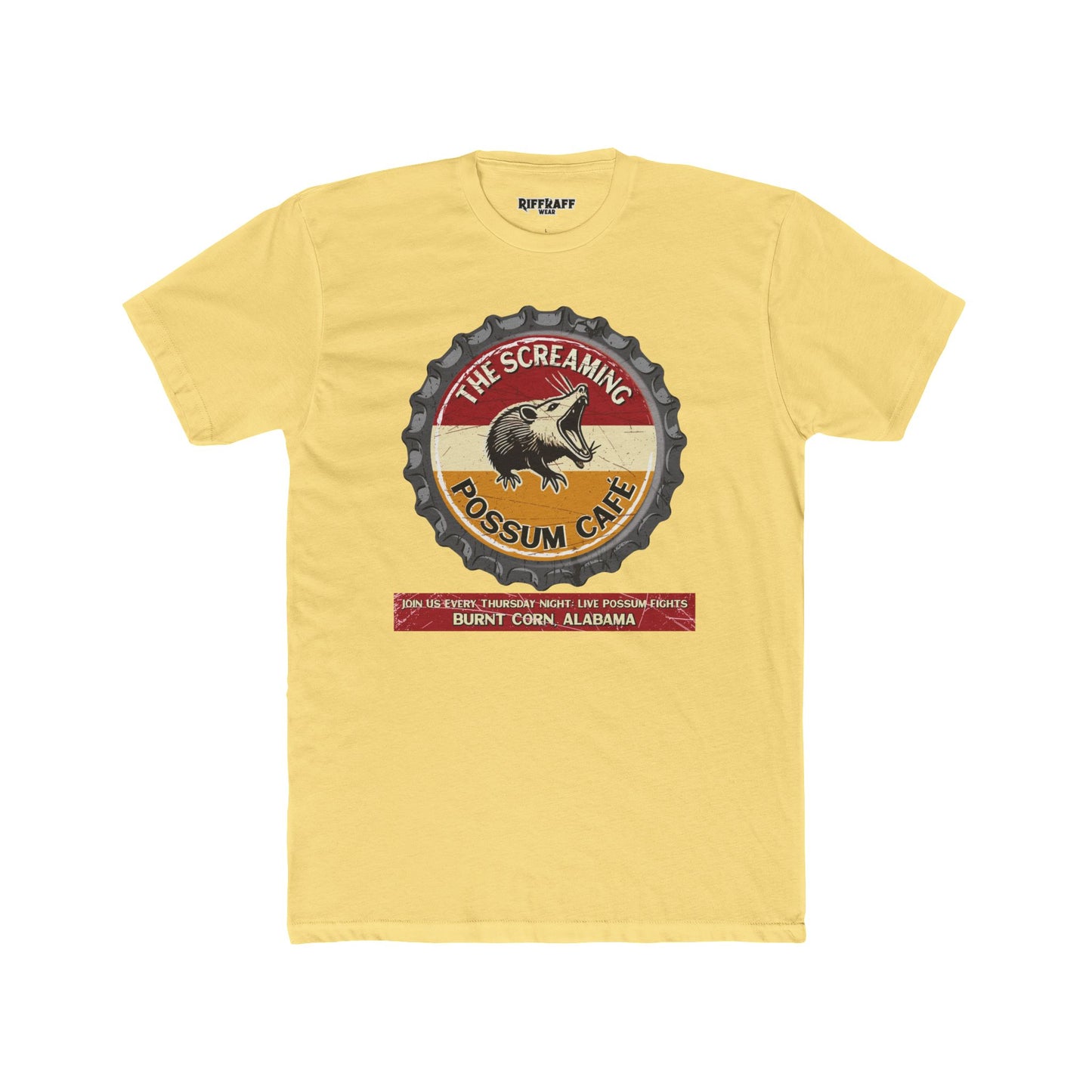 The Screaming Possum Unisex Cotton Crew Tee - Fun & Retro Graphic Shirt - Riff Raff Underground