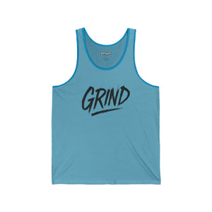 Motivational 'GRIND' Unisex Jersey Tank - Comfort Fit Workout Apparel - Riff Raff Wear