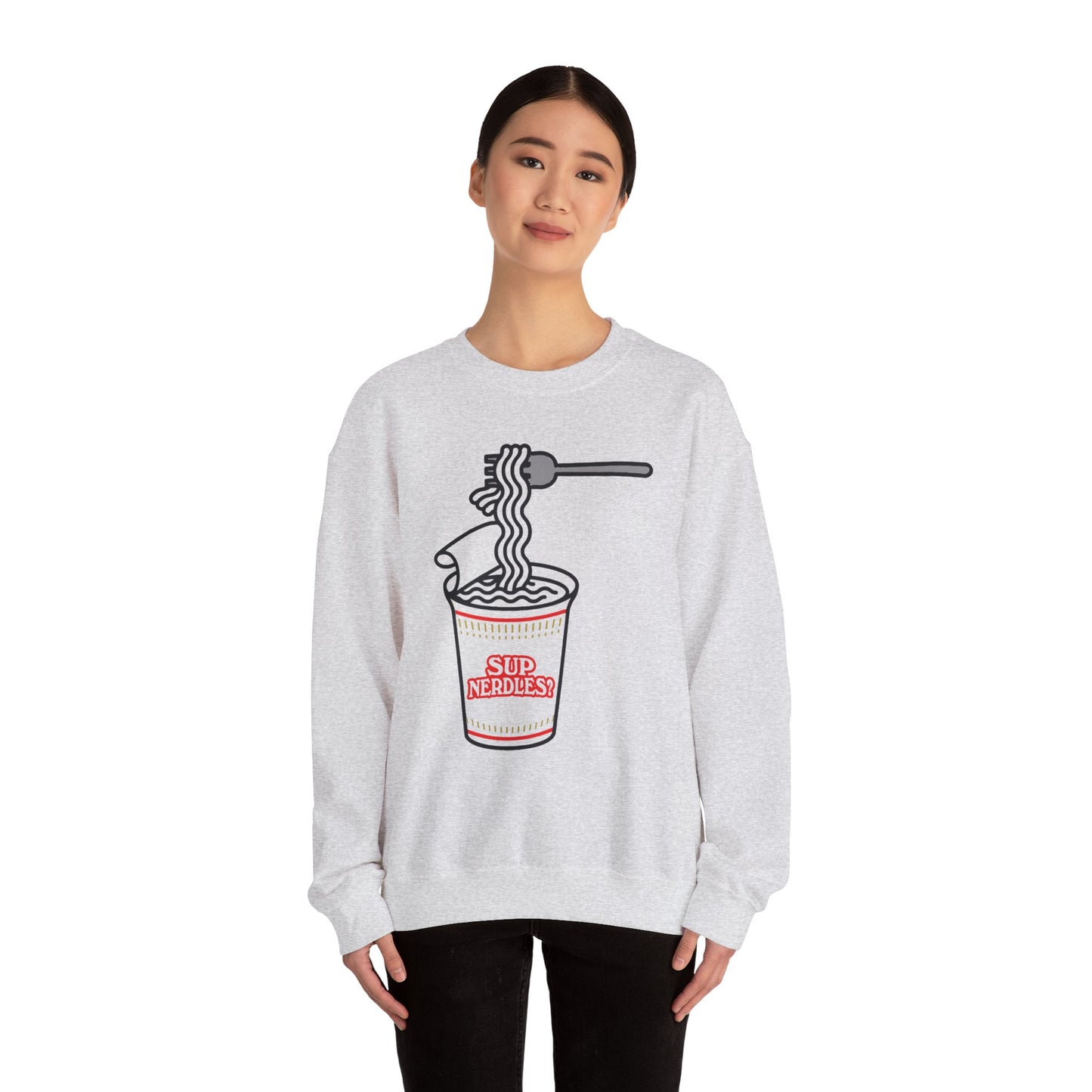 Parody Logo Series - Sup Nerdles? Instant Noodles Sweatshirt - Unisex Heavy Blend™ Crewneck - Riff Raff Wear