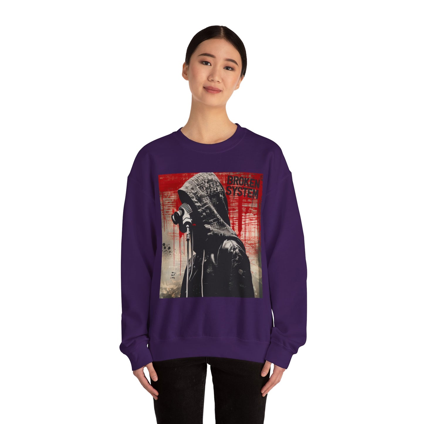 Unisex Heavy Blend™ Crewneck Sweatshirt - 'Broken System' Graphic Design - Riff Raff Wear