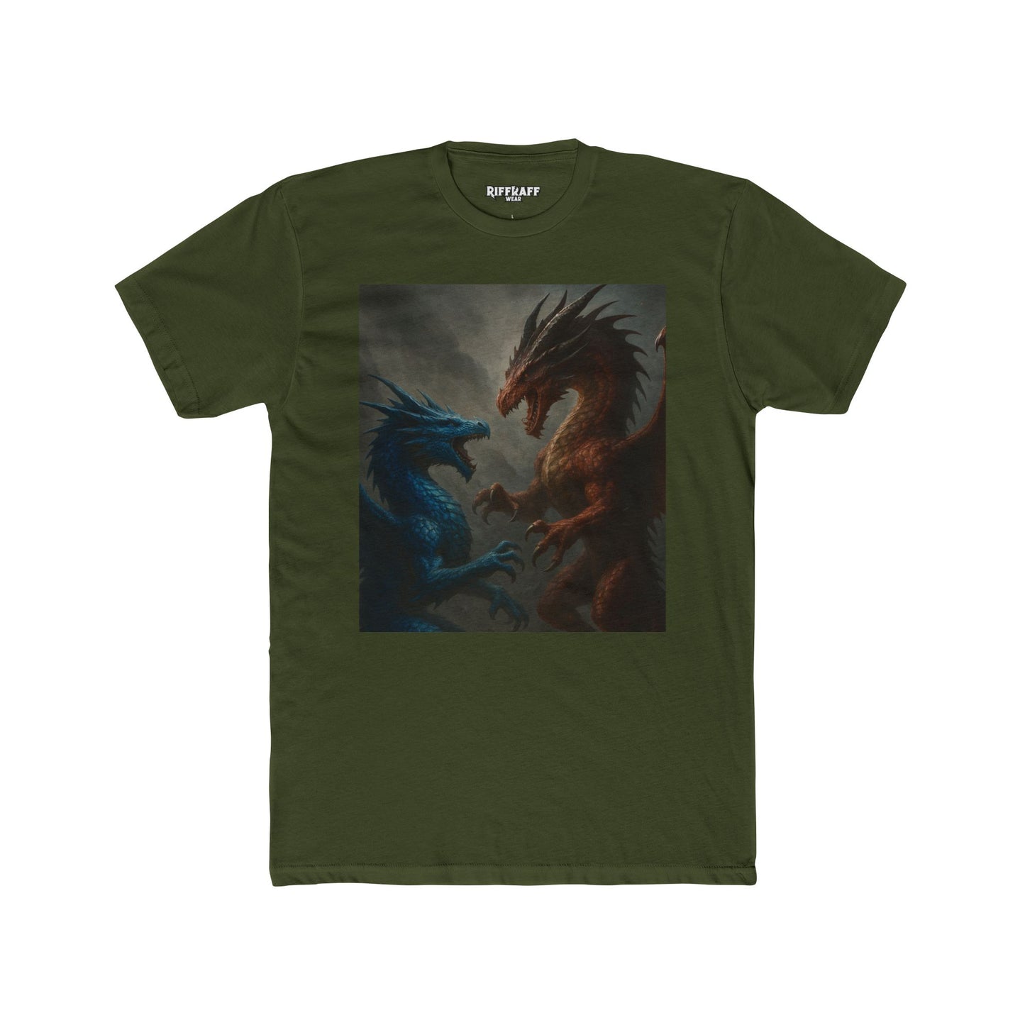 Epic Dragon Showdown Unisex Cotton Crew Tee | Fantasy T-Shirt - Riff Raff Wear