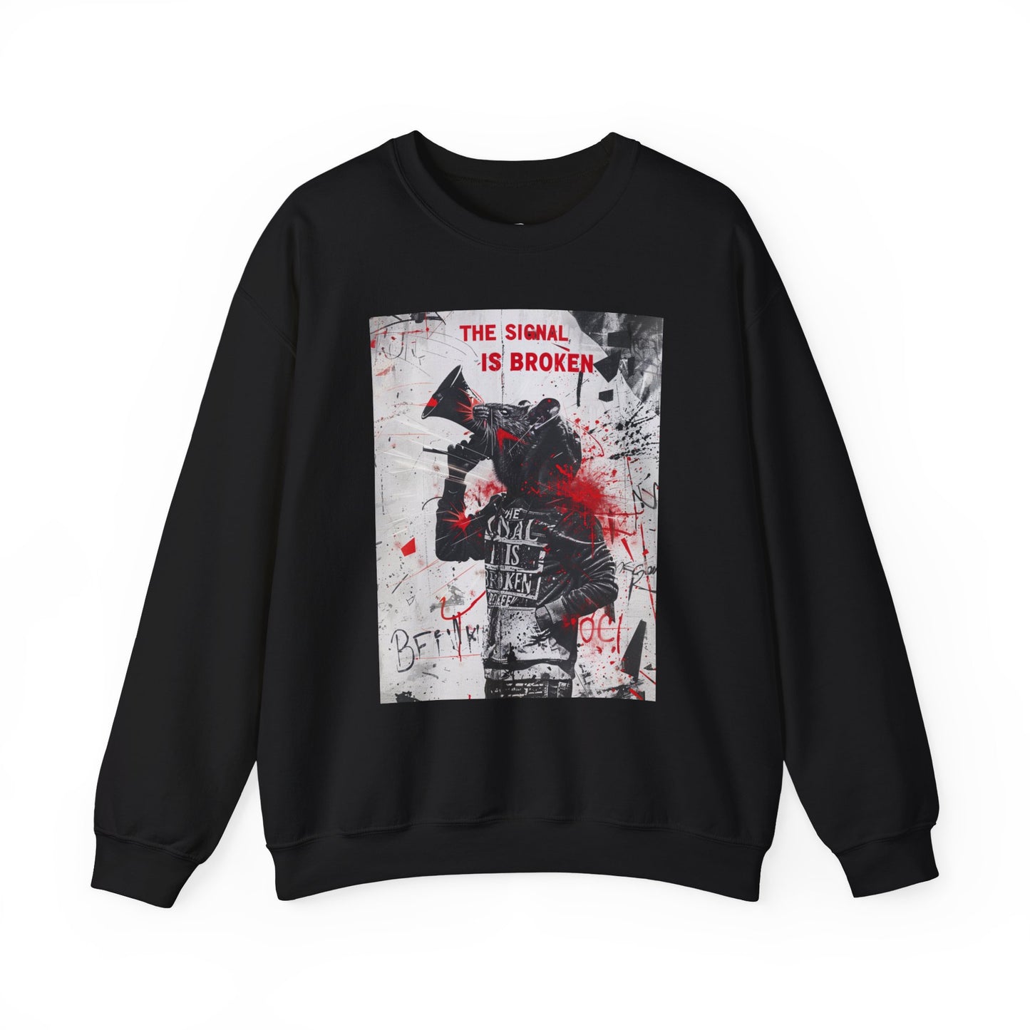 Unisex Crewneck Sweatshirt - "The Signal is Broken" Graphic Design - Riff Raff Wear