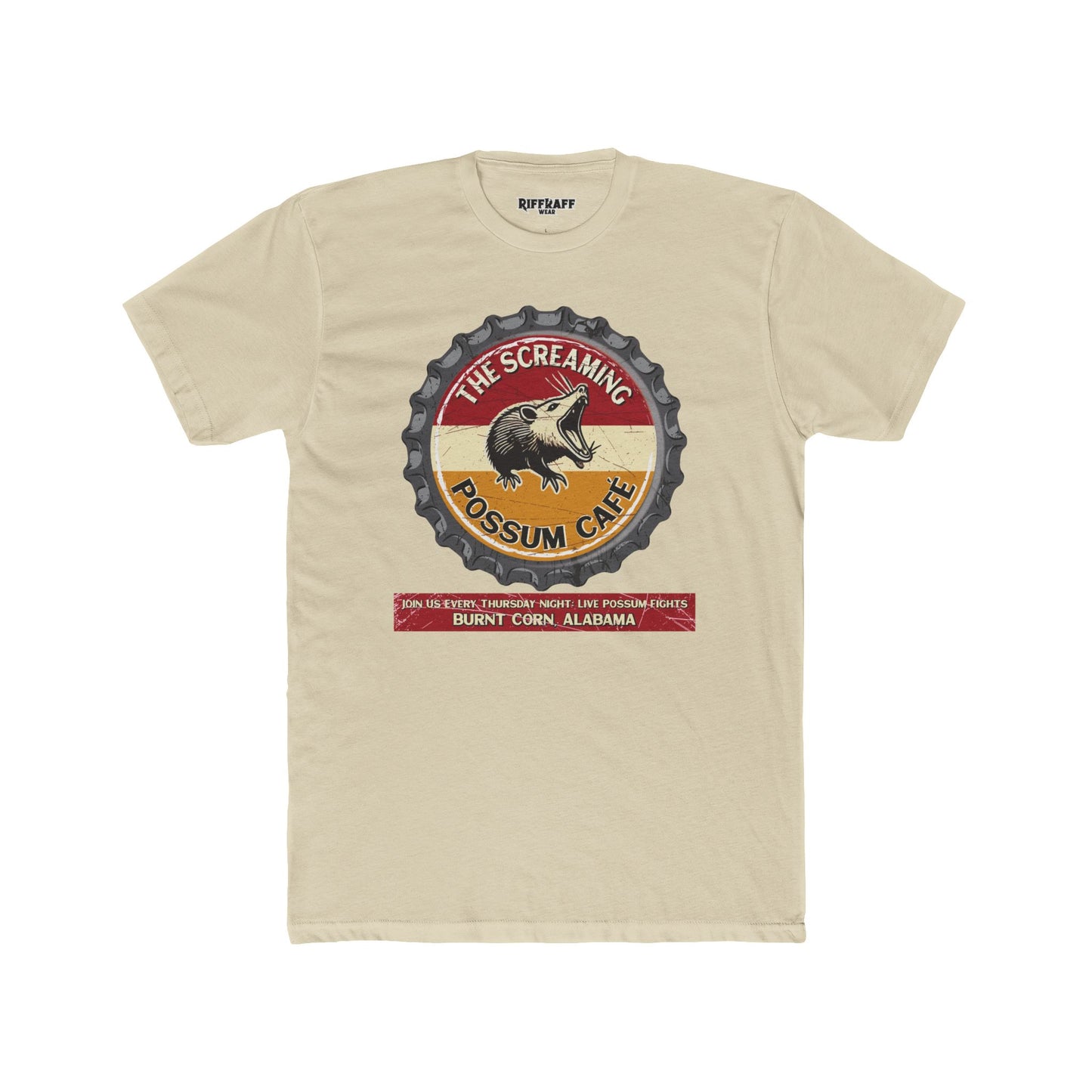 The Screaming Possum Unisex Cotton Crew Tee - Fun & Retro Graphic Shirt - Riff Raff Underground