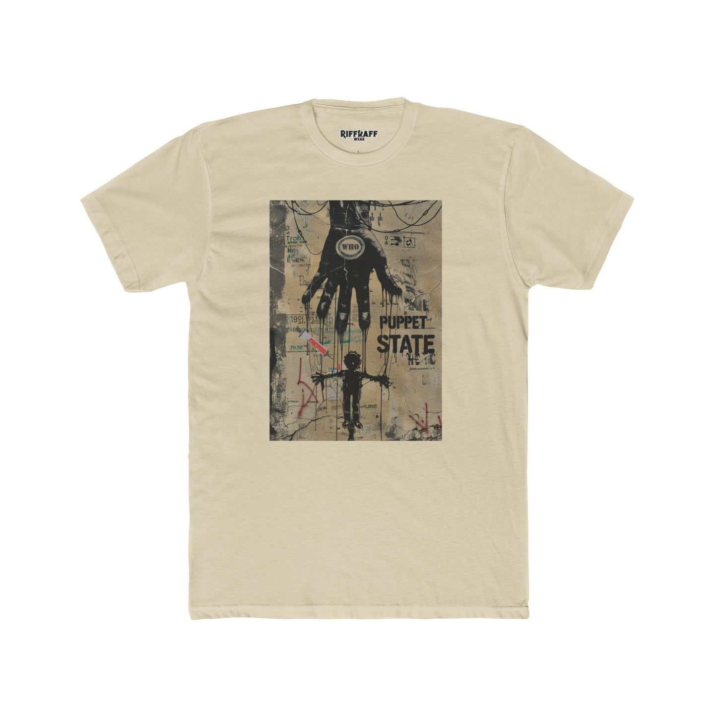 Unisex Cotton Crew Tee - Puppet State Political Art - Riff Raff Wear