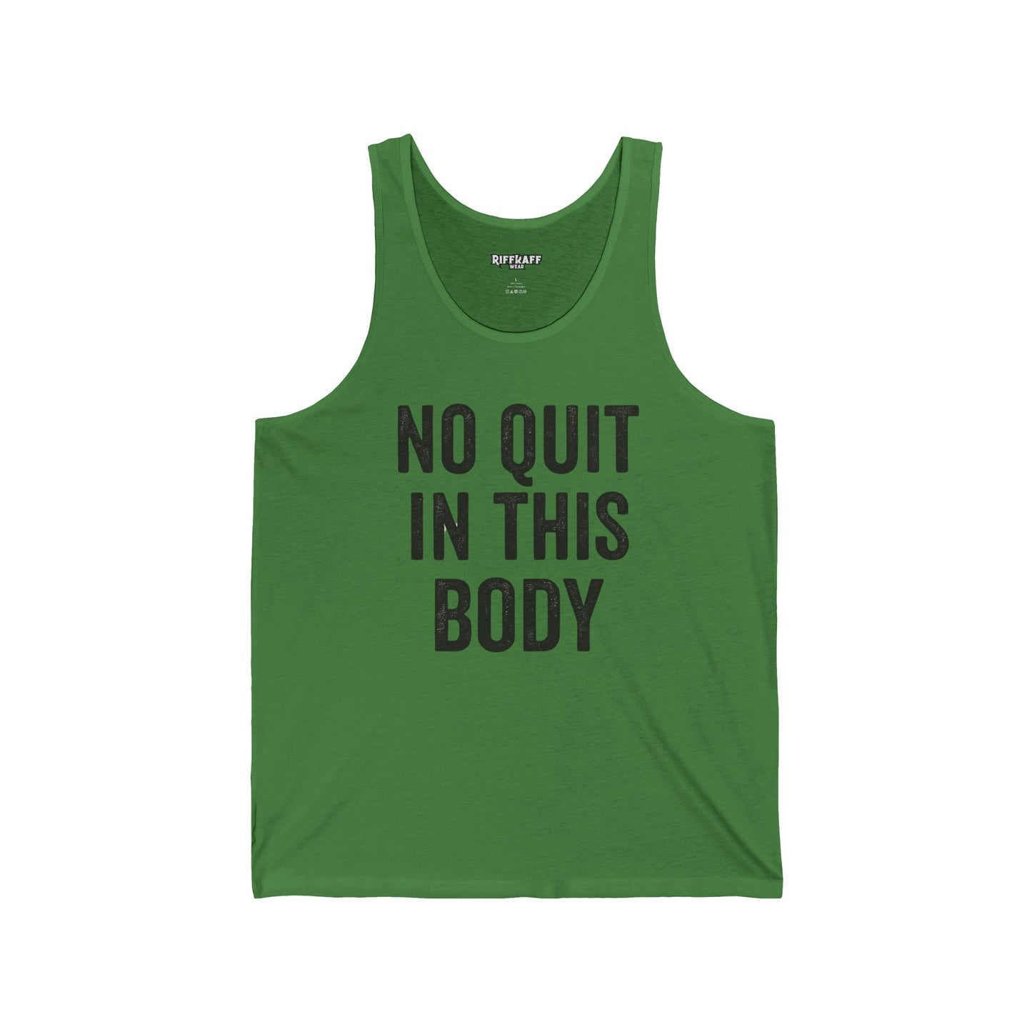 Motivational Unisex Jersey Tank - 'No Quit In This Body' - Fitness Apparel - Riff Raff Wear