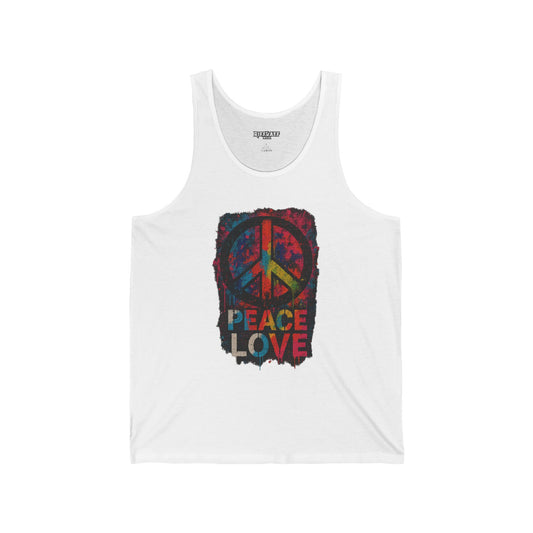 Peace Love Unisex Jersey Tank - Relaxed Summer Top - Riff Raff Wear