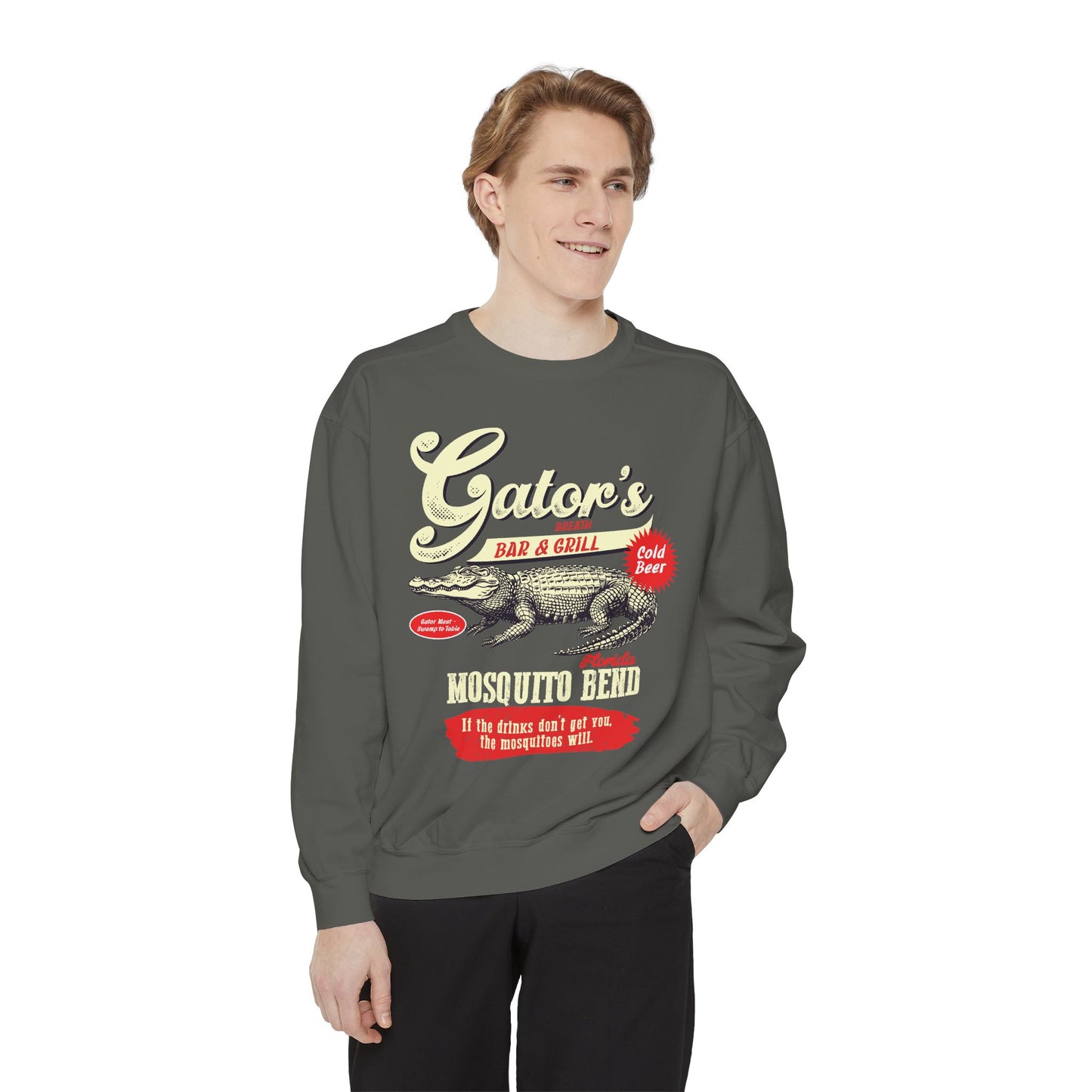 Funny Gator's Bar & Grill Sweatshirt | Unisex Garment-Dyed Crewneck - Riff Raff Wear