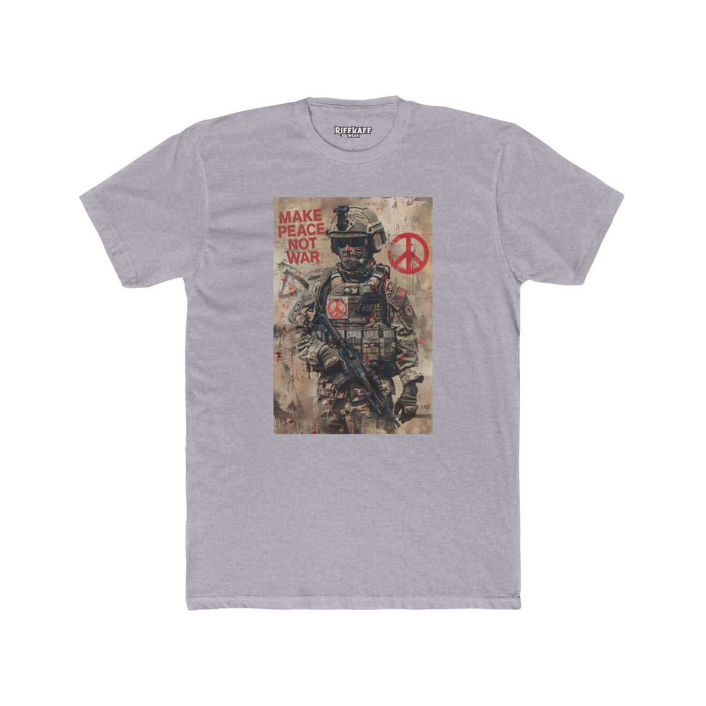 Unisex Cotton Crew Tee - Make Peace Not War Political Art - Riff Raff Wear