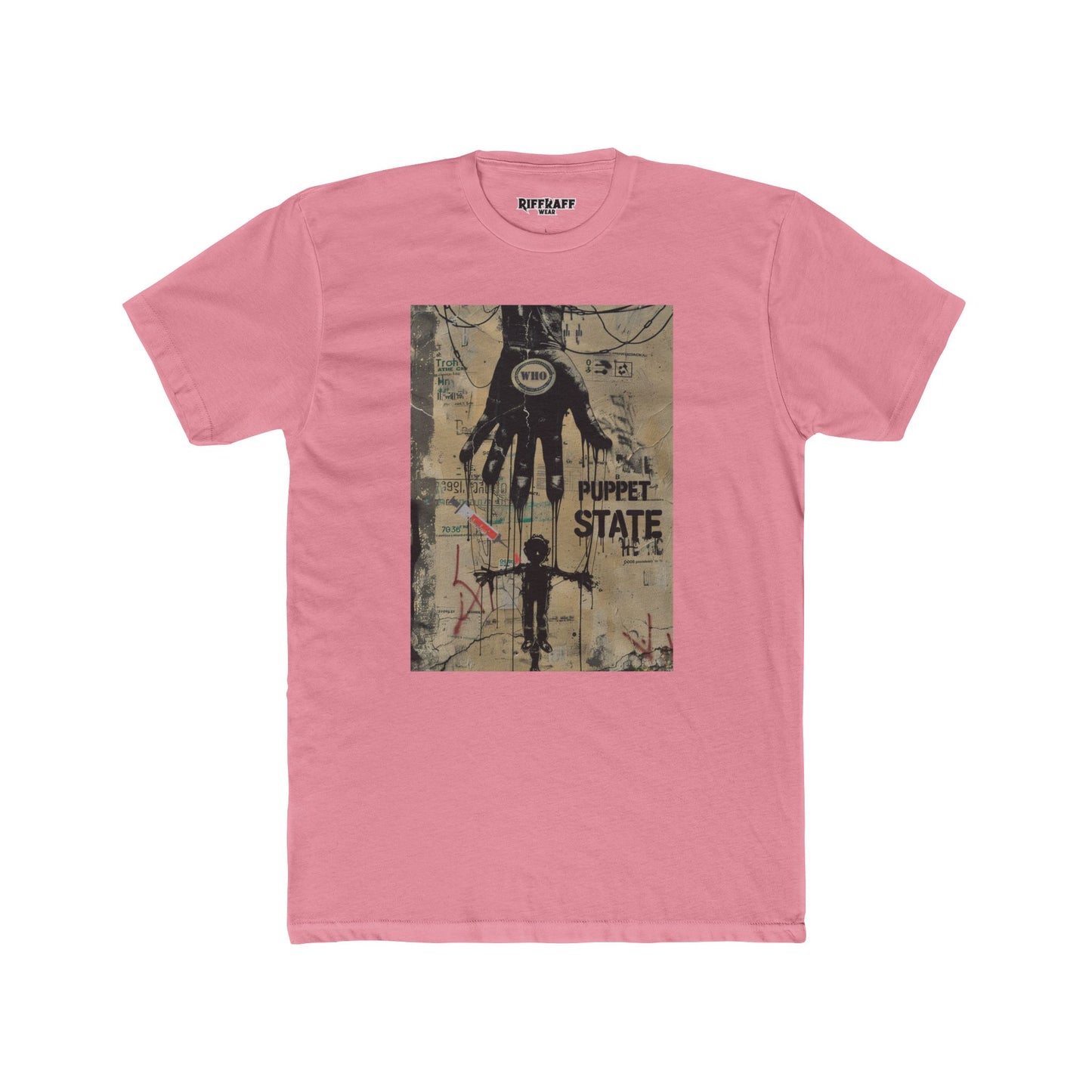 Unisex Cotton Crew Tee - Puppet State Political Art - Riff Raff Wear