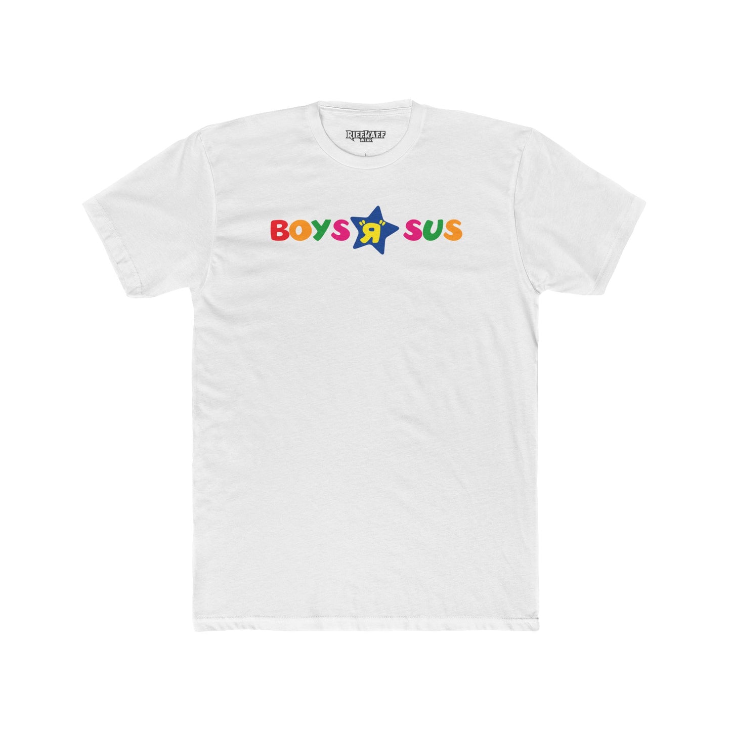 Colorful 'Boys R Sus' Unisex Cotton Crew Tee - Parody Logo Series - Riff Raff Wear