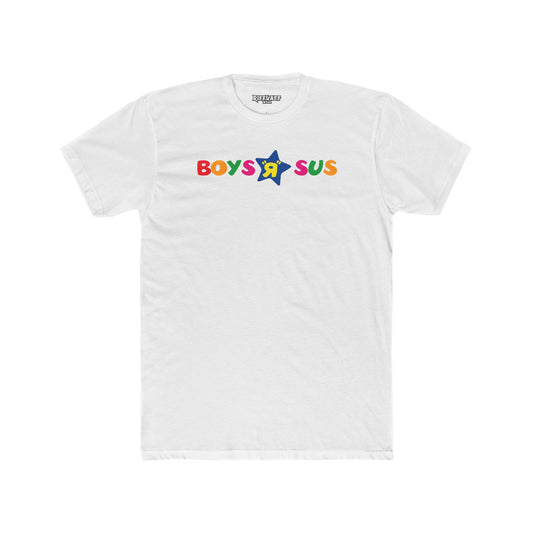 Colorful 'Boys R Sus' Unisex Cotton Crew Tee - Parody Logo Series - Riff Raff Wear
