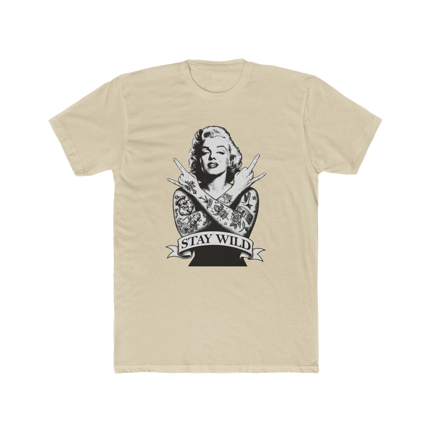 Stay Wild Unisex Cotton Crew Tee - Retro Tattoo Style Shirt - Riff Raff Wear
