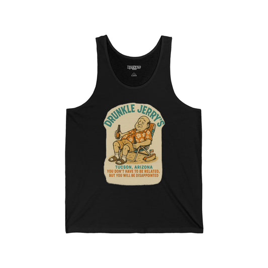 Drunkle Jerry's Unisex Jersey Tank - Fun Summer Vibe, Perfect for Parties & Relaxation - Riff Raff Wear