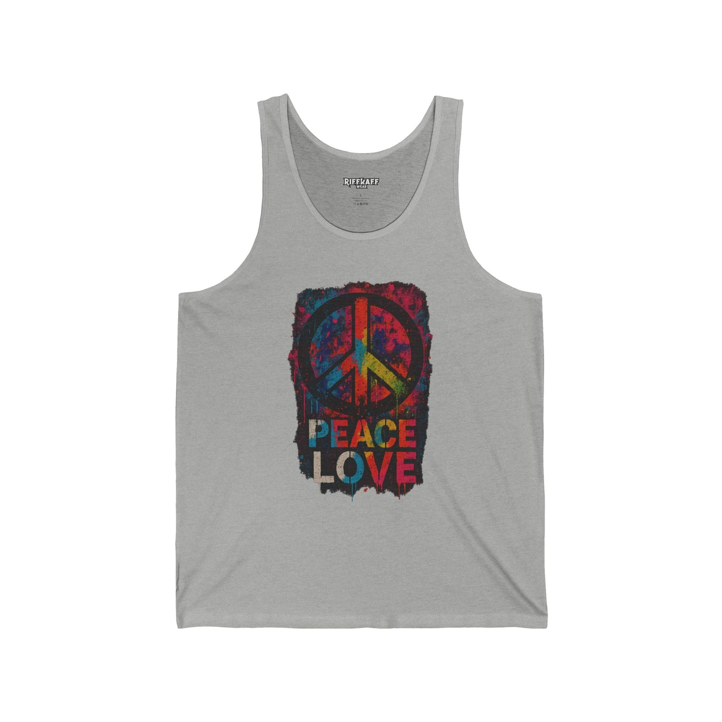Peace Love Unisex Jersey Tank - Relaxed Summer Top - Riff Raff Wear