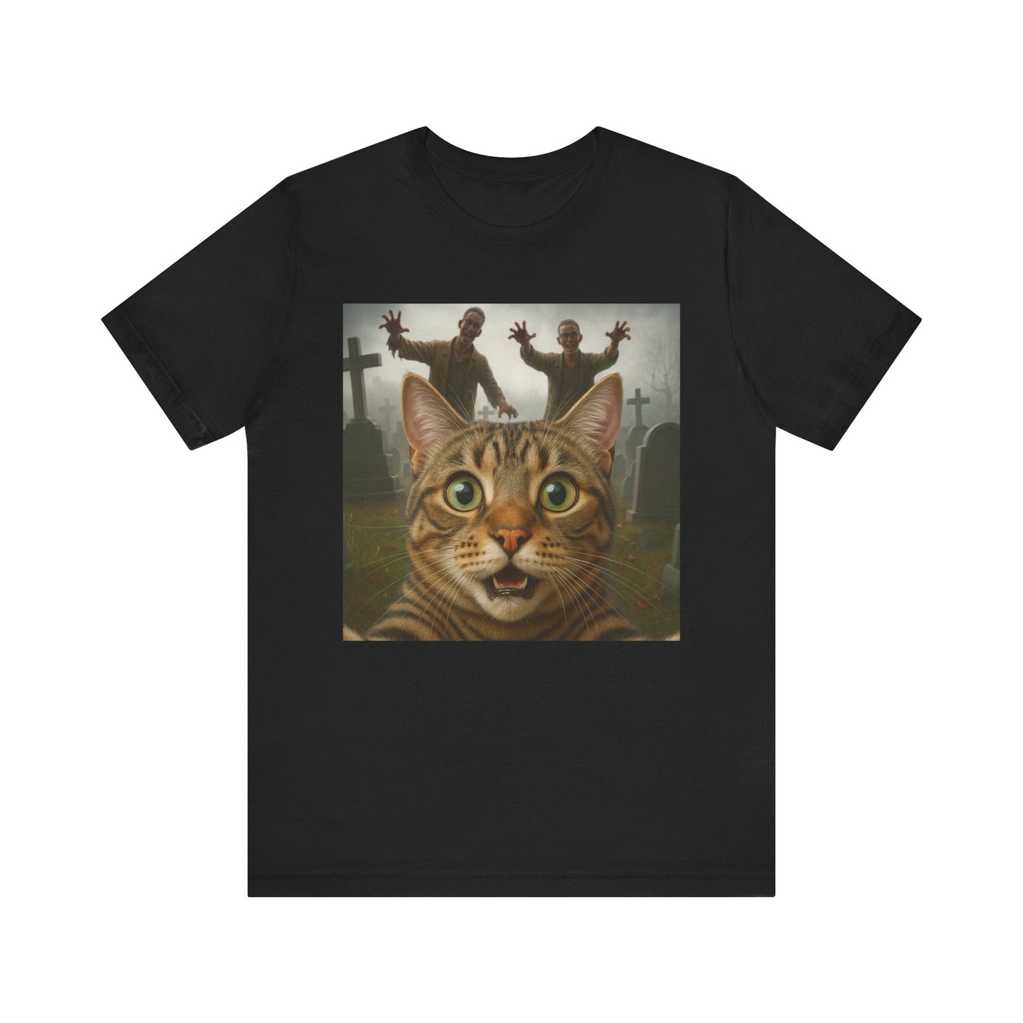 Zombie Cat Halloween Tee, Cute Cat Shirt, Unisex Graphic Tee, Funny Pet Lover Gift, Halloween Costume Top - Riff Raff Wear
