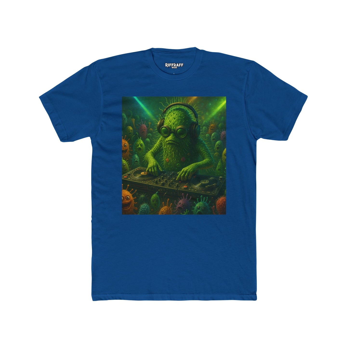 Groovy DJ Bacteria Unisex Cotton Crew Tee - Fun Graphic T-Shirt for Music Lovers - Riff Raff Wear