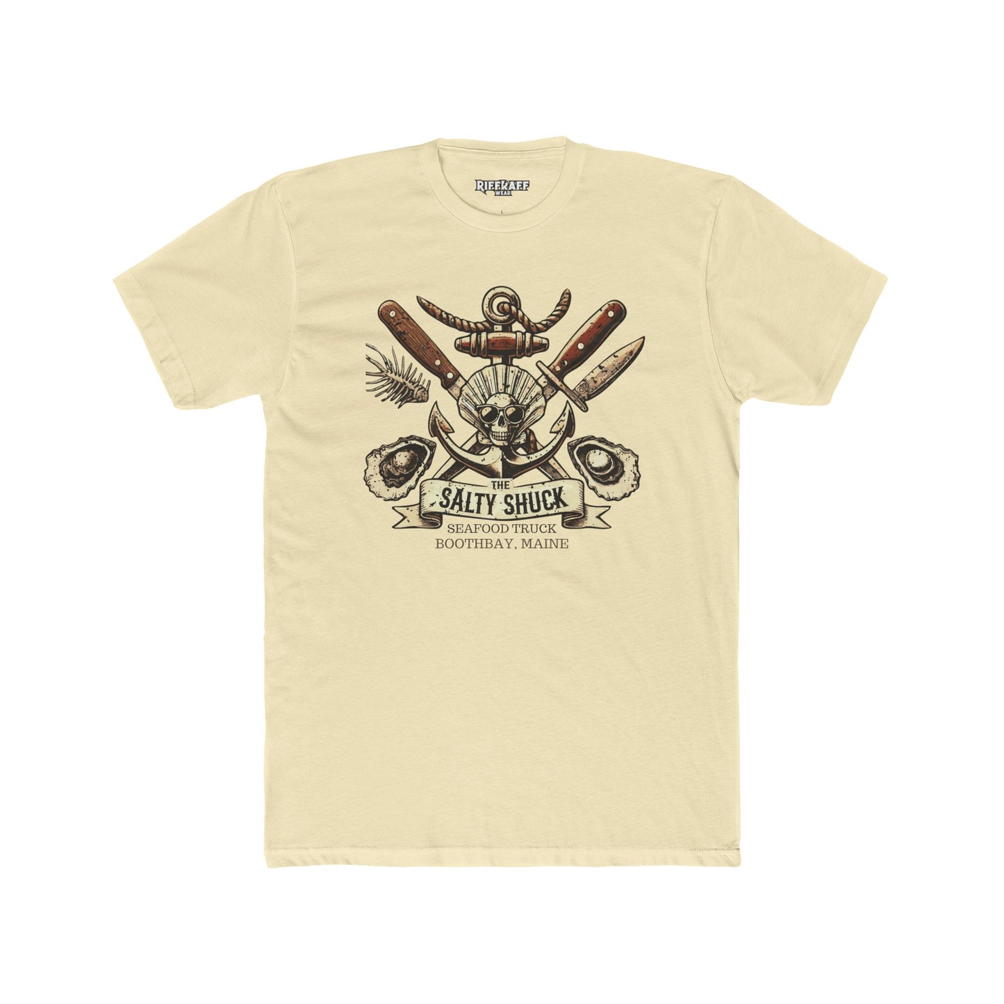 Salty Shuck Seafood Truck Crew Tee | Vintage Inspired Unisex Cotton T-Shirt - Riff Raff Underground