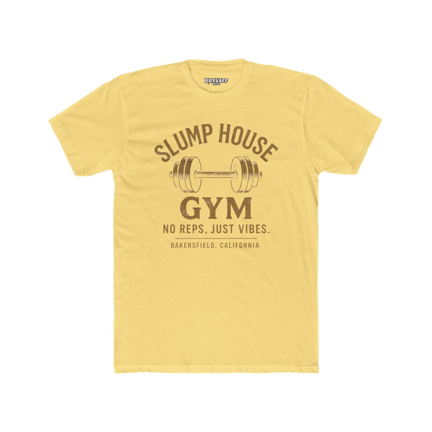 Unisex Cotton Crew Tee - Slump House Gym | No Reps, Just Vibes | Perfect for Fitness Enthusiasts - Riff Raff Underground