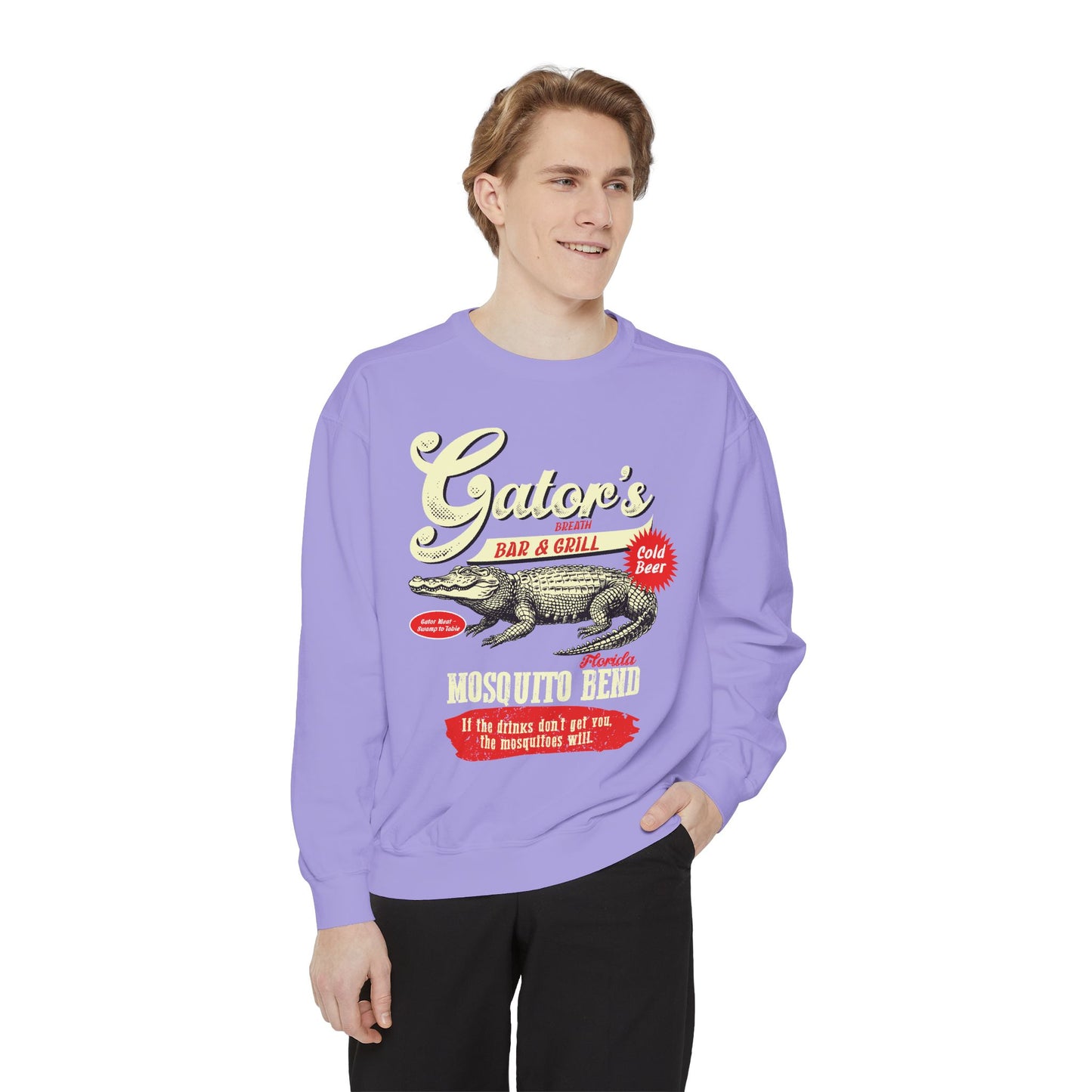 Funny Gator's Bar & Grill Sweatshirt | Unisex Garment-Dyed Crewneck - Riff Raff Wear
