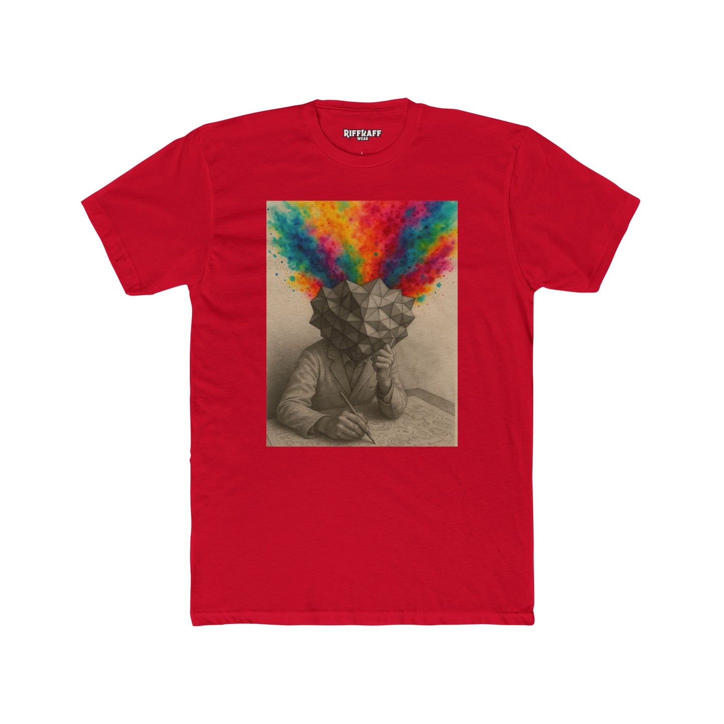 Creative Mind Unisex Cotton Crew Tee - Colorful Brain Design T-Shirt - Riff Raff Wear