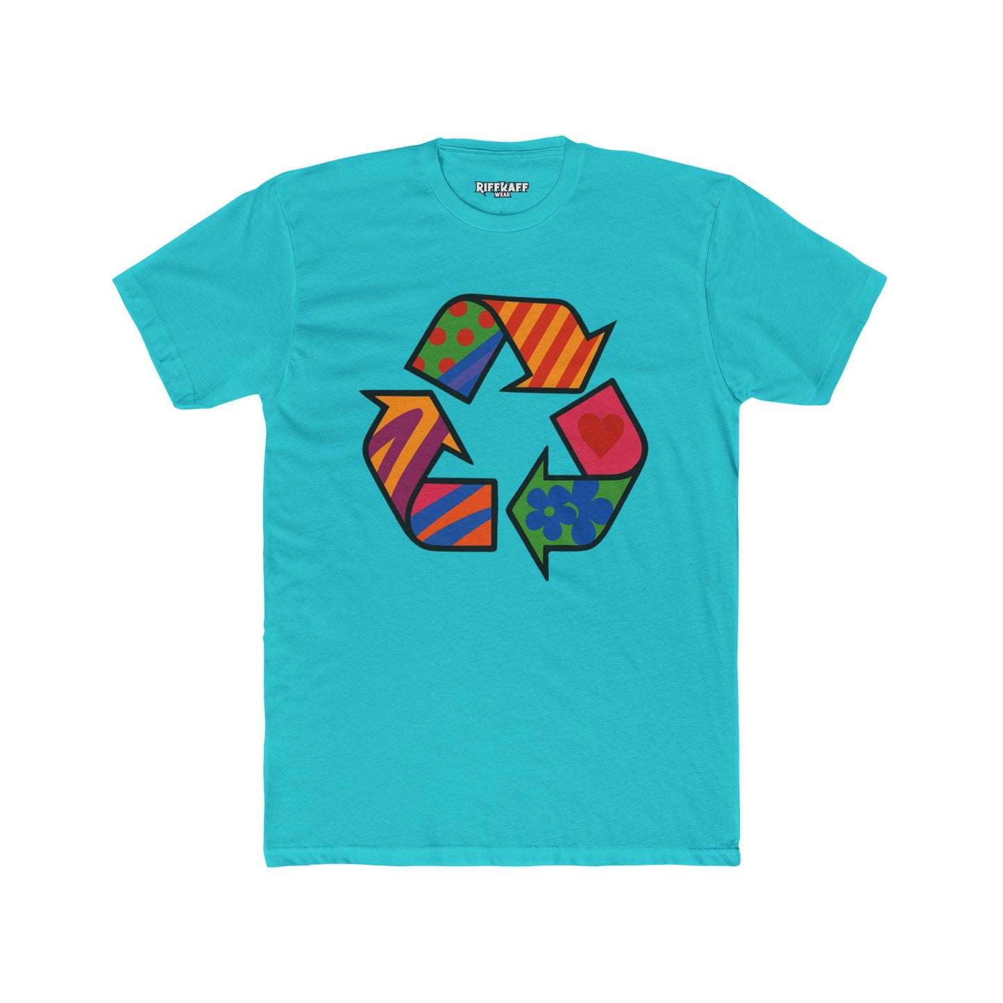Colorful Recycle Symbol Unisex Cotton Crew Tee - Eco-Friendly Fashion - Riff Raff Wear