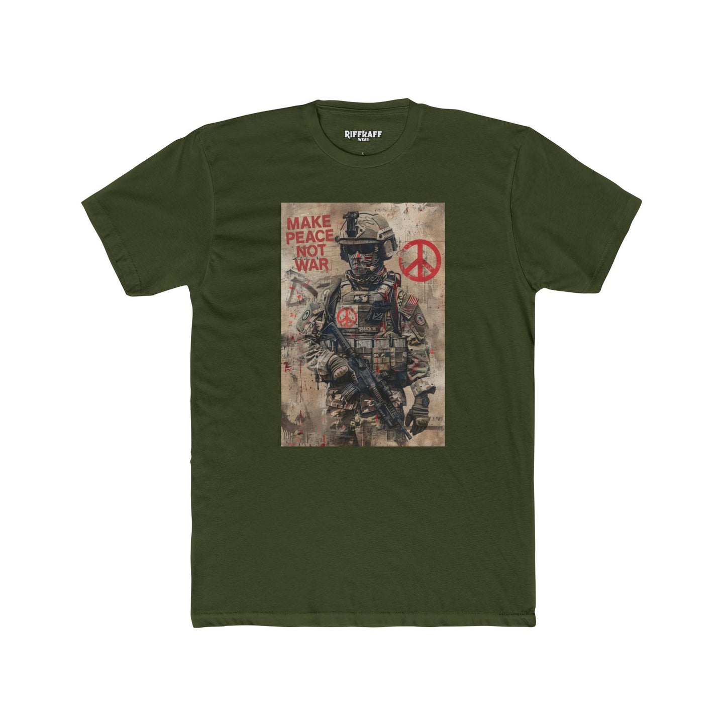 Unisex Cotton Crew Tee - Make Peace Not War Political Art - Riff Raff Wear