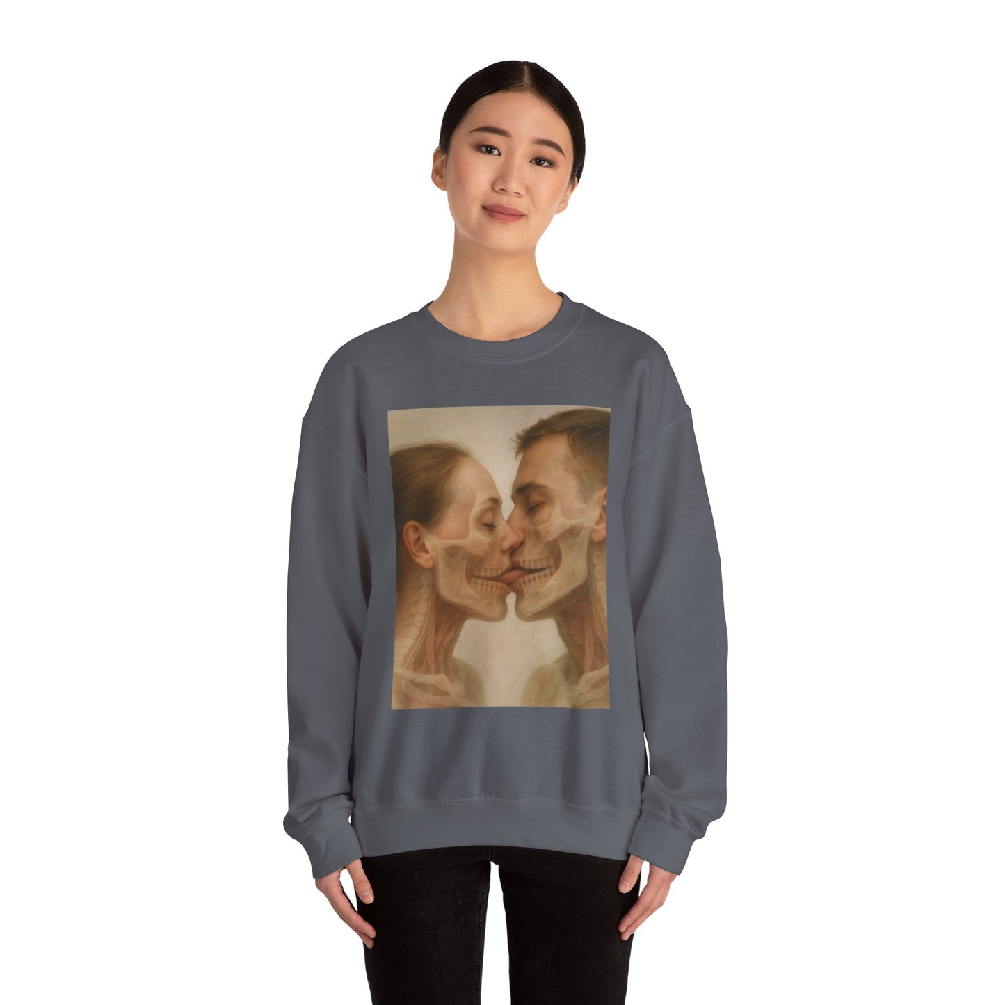 Romantic Skull Art Sweatshirt - Unisex Cozy Crewneck for Couples, Halloween, Gift Idea, Unique Sweatshirt, Trendy Layering - Riff Raff Wear