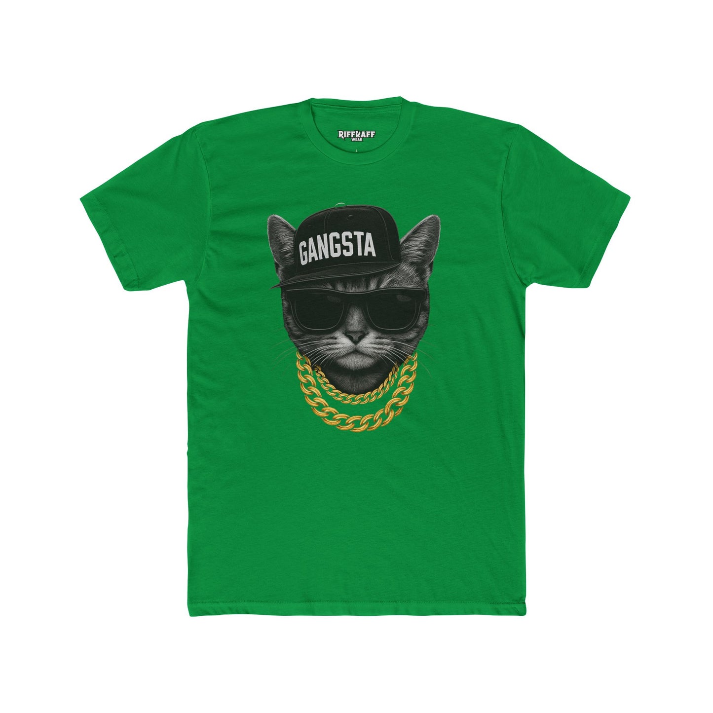 Gangsta Cat Unisex Cotton Crew Tee - Apparel for Animal Lovers - Riff Raff Wear