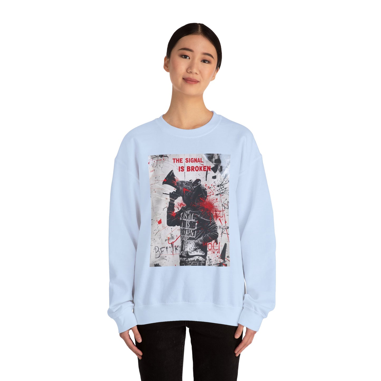 Unisex Crewneck Sweatshirt - "The Signal is Broken" Graphic Design - Riff Raff Wear