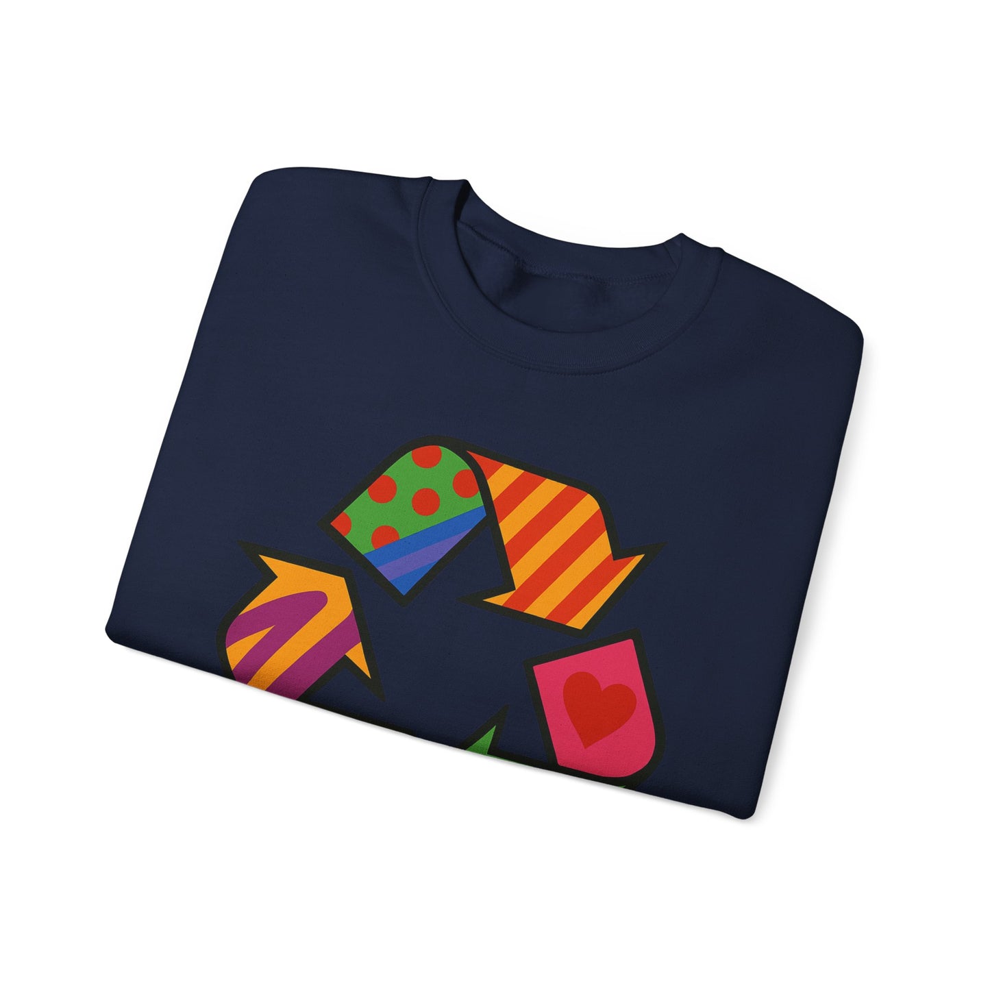 Eco-Friendly Graphic Sweatshirt - Unisex Heavy Blend™ Crewneck with Colorful Recycle Design - Riff Raff Wear