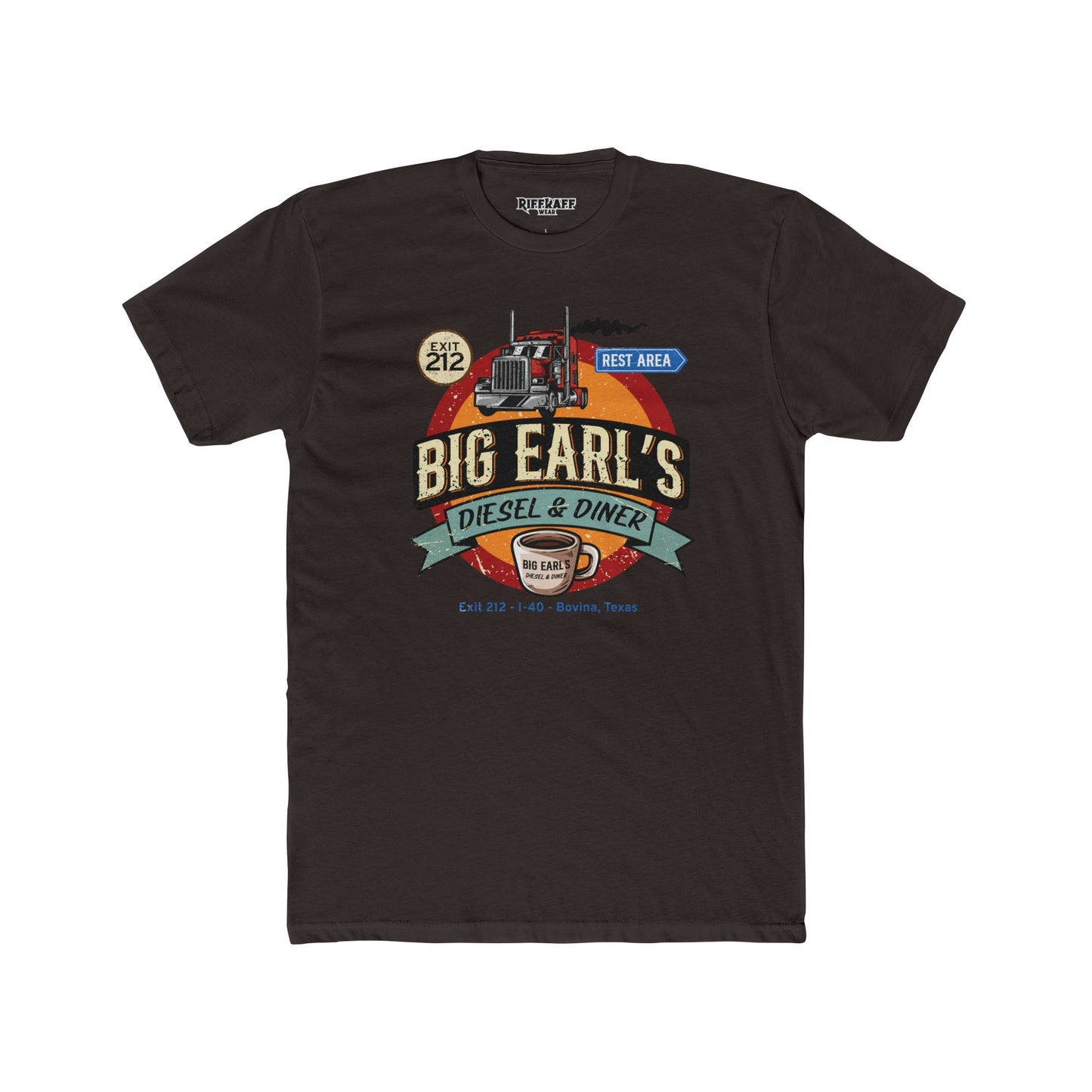 Big Earl's Diesel & Diner Unisex Cotton Crew Tee - Where Regret Gets Refueled - Riff Raff Underground