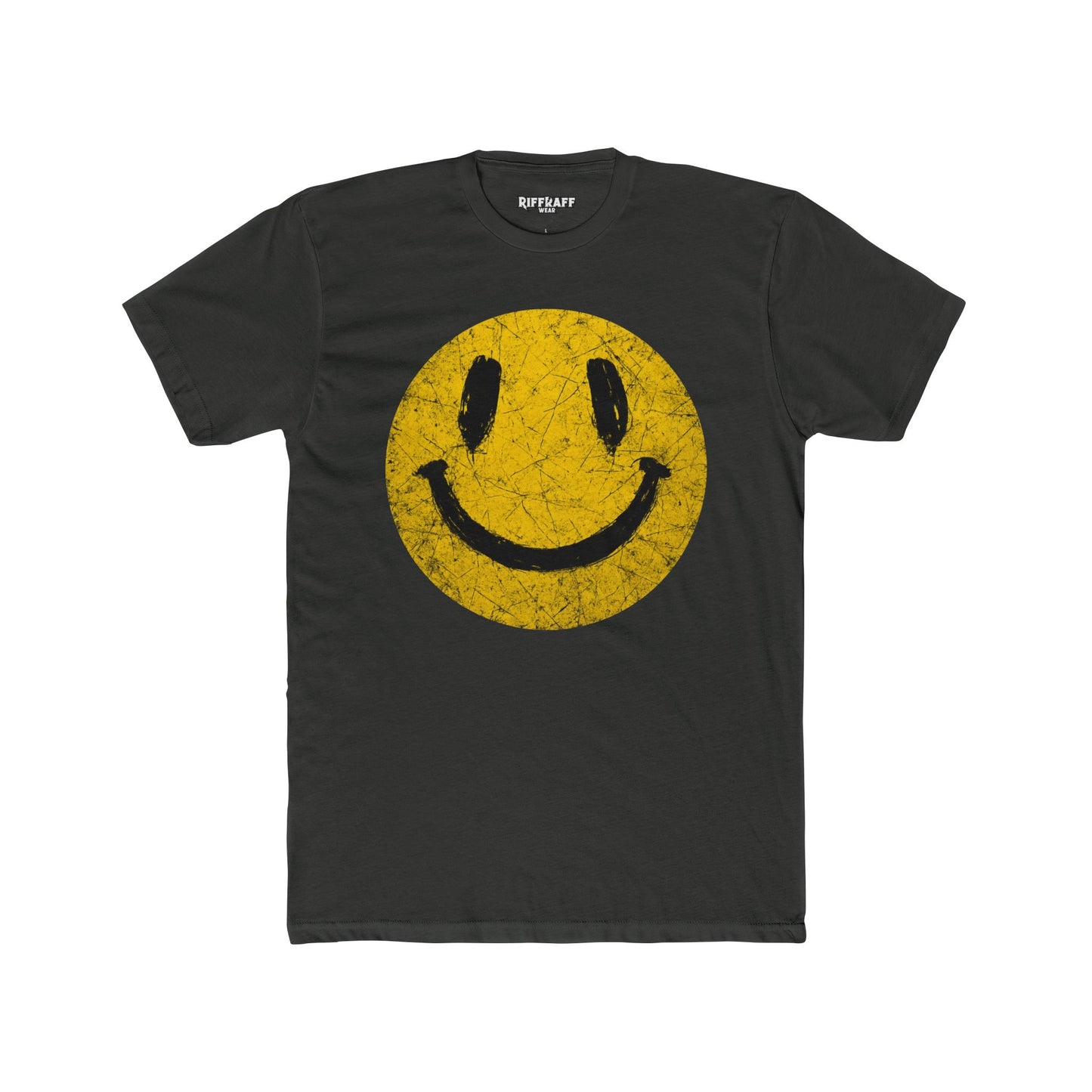 Retro Smiley Face Unisex Cotton Crew Tee - Joyful Vibe T-Shirt - Riff Raff Wear