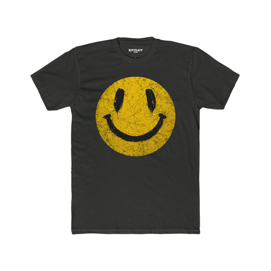 Retro Smiley Face Unisex Cotton Crew Tee - Joyful Vibe T-Shirt - Riff Raff Wear