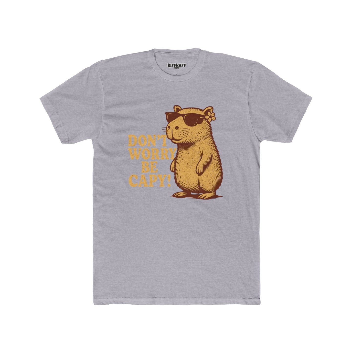 Unisex Cotton Crew Tee - Don't Worry Be Capy! Funny Animal - Riff Raff Wear