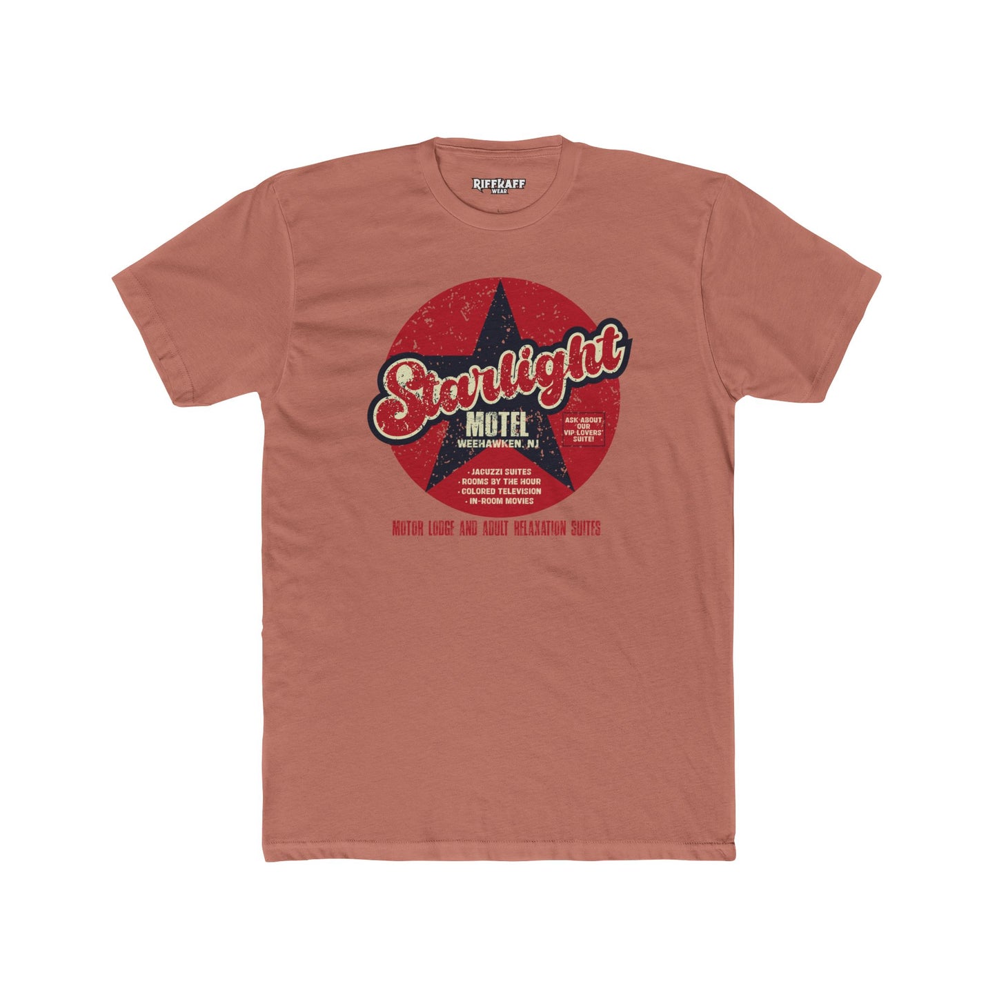 Vintage Starlight Motor Unisex Cotton Crew Tee - Hourly, Nightly, and Regretfully - Riff Raff Underground