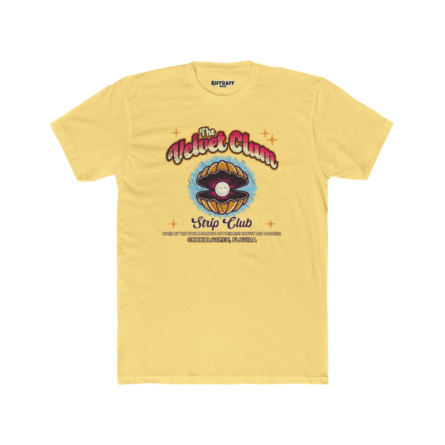 Velvet Clam Unisex Cotton Crew Tee - Funny Graphic T-Shirt with VIP Room Text - Riff Raff Underground