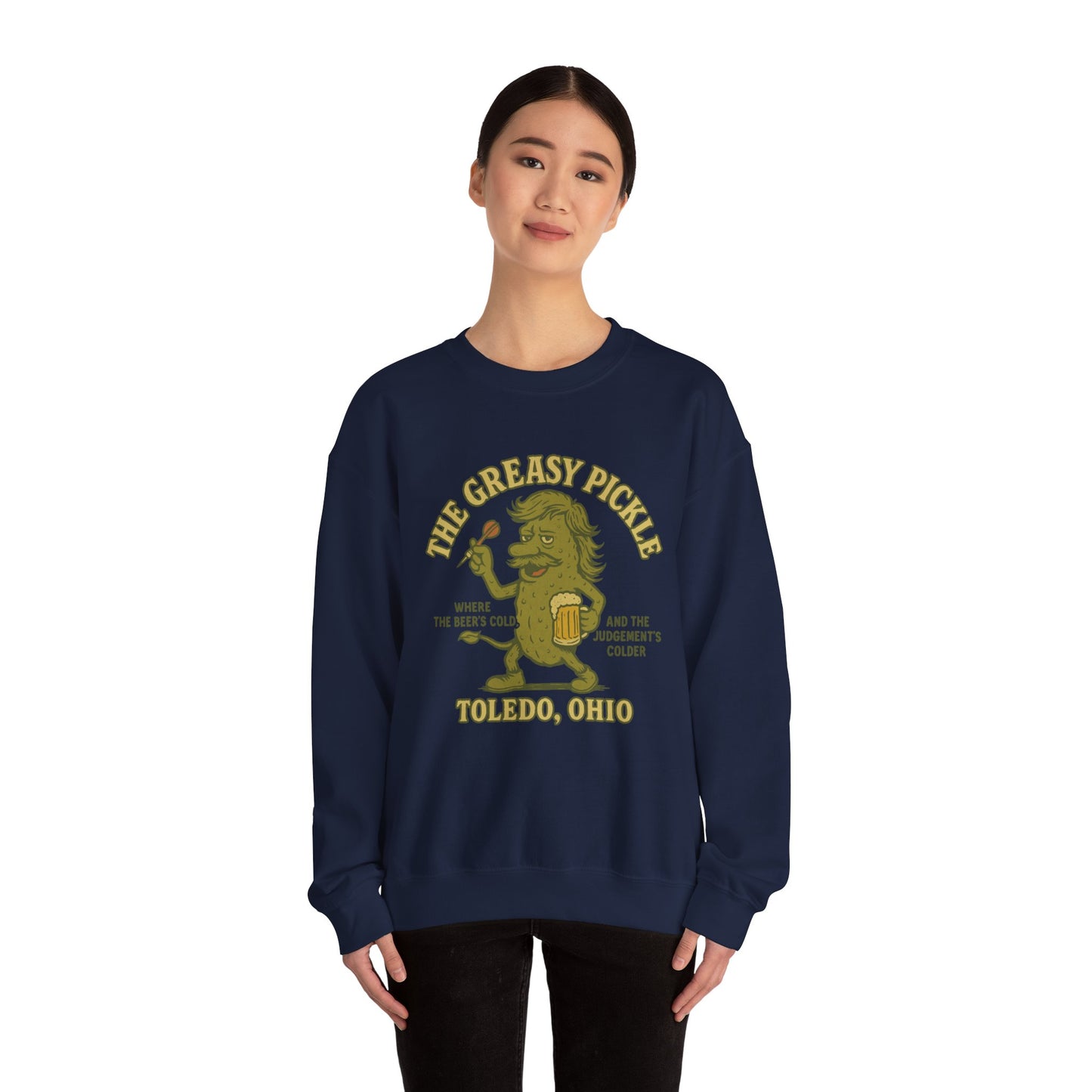 Greasy Pickle Crewneck Sweatshirt - Fun & Cozy Apparel for Beer Lovers - Riff Raff Wear
