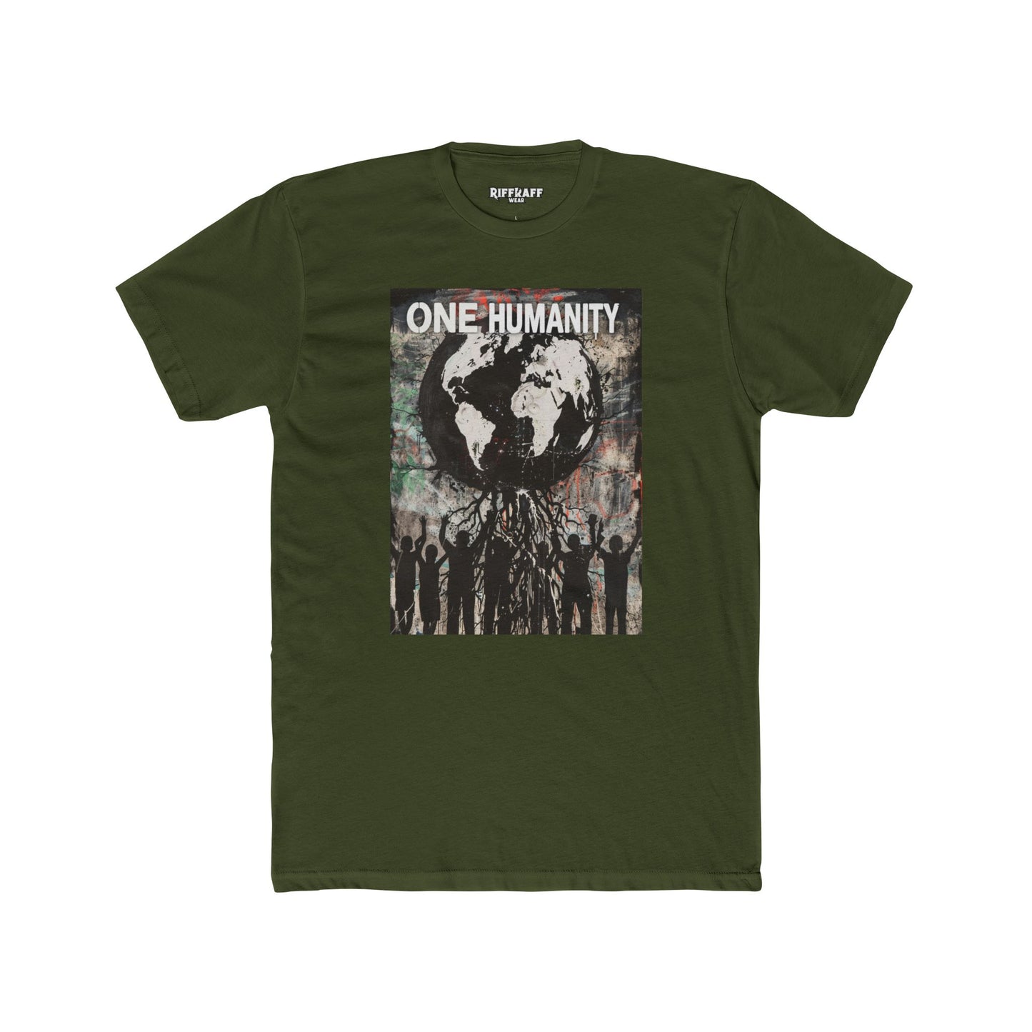 One Humanity Unisex Cotton Crew Tee - Political Art - Riff Raff Wear