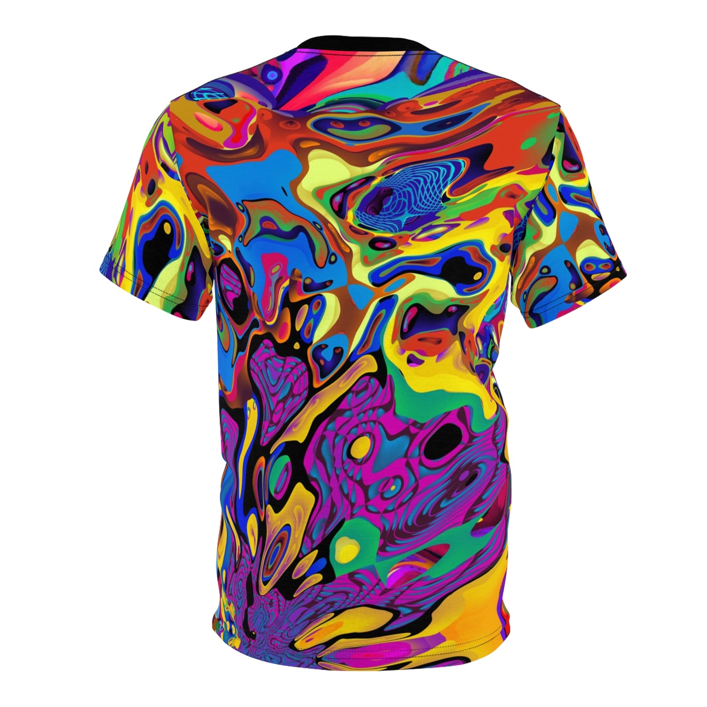 Vibrant Psychedelic Unisex Cut & Sew Tee - Colorful Graphic Shirt for Parties & Festivals